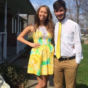 Lilly Pulitzer Raegan first impressions dress sun glow yellow